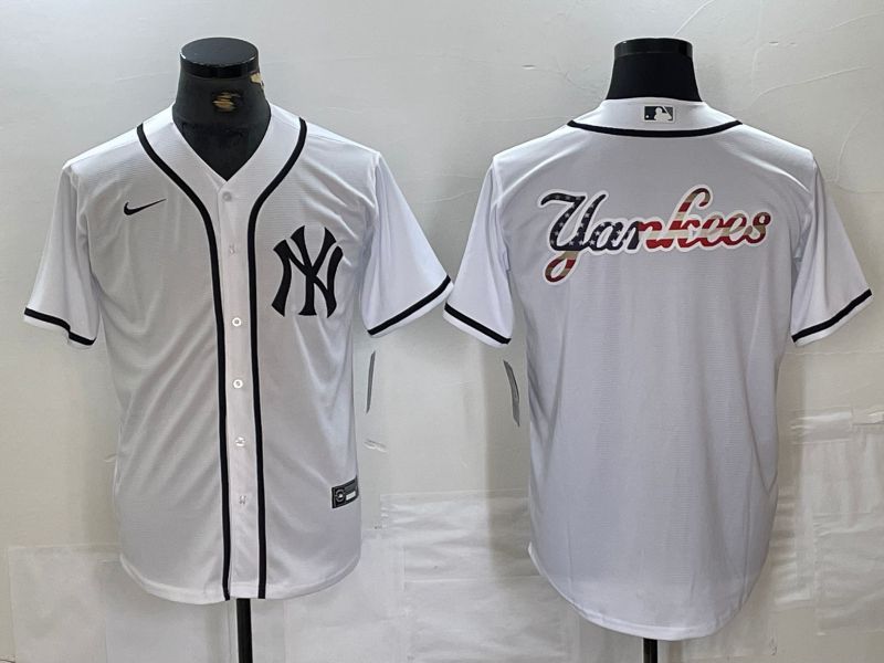 Men New York Yankees Blank White Third generation joint name Nike 2024 MLB Jersey style 16